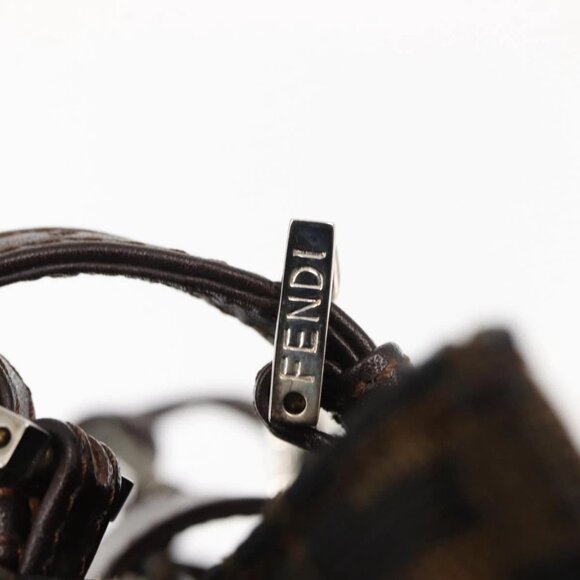 FENDI Zucca Canvas Mamma Baguette Tote Bag Black Silver Brown Auth 145493 - Picture 12 of 16